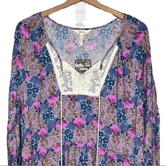 Matilda Jane Sew Perfect Peasant Top Large Make Believe Lace Boho Festival NWT - Picture 3 of 11